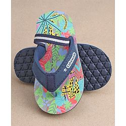 Cute Walk by Babyhug Casual Slip On Flip Flops with Jungle Print - Light Blue