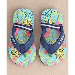 Cute Walk by Babyhug Casual Slip On Flip Flops with Jungle Print - Light Blue