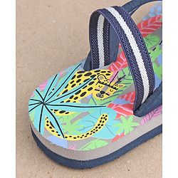 Cute Walk by Babyhug Casual Slip On Flip Flops with Jungle Print - Light Blue