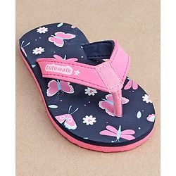 Cute Walk by Babyhug Slip On Flip Flops With Butterfly Print-  Blue