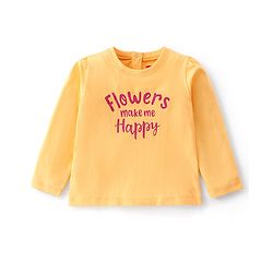 Babyhug Cotton Knit Full Sleeves T-Shirt Text Graphic Print - Yellow