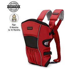 Babyhug  Embrace 2-in-1 Ergonomic Baby Carrier with Detachable Bib: Lightweight, Compact, Breathable, For newborns and toddlers, Offering front and inward carrying positions with padded straps for ultimate comfort and safety-Red