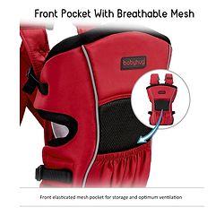 Babyhug  Embrace 2-in-1 Ergonomic Baby Carrier with Detachable Bib: Lightweight, Compact, Breathable, For newborns and toddlers, Offering front and inward carrying positions with padded straps for ultimate comfort and safety-Red