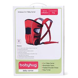 Babyhug  Embrace 2-in-1 Ergonomic Baby Carrier with Detachable Bib: Lightweight, Compact, Breathable, For newborns and toddlers, Offering front and inward carrying positions with padded straps for ultimate comfort and safety-Red
