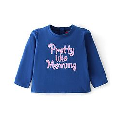 Babyhug 100% Cotton Knit Full Sleeves Top With Text Graphics - Navy Blue