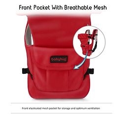 Babyhug Joy Bundle 4-in-1 Premium Baby Carrier : Lightweight, Breathable, Ergonomic design, 4 carrying positions, Head and neck support, Storage pocket, and Adjustable straps for babies up to 12 kg-Red