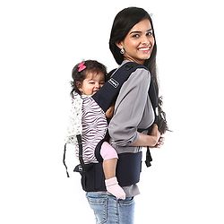 Babyhug On The Go 2 In 1 Baby Carrier With Removable Cotton Head Cover  Navy Blue Pink (Hood Print May Vary)