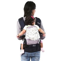 Babyhug On The Go 2 In 1 Baby Carrier With Removable Cotton Head Cover  Navy Blue Pink (Hood Print May Vary)