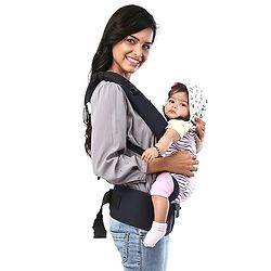 Babyhug On The Go 2 In 1 Baby Carrier With Removable Cotton Head Cover  Navy Blue Pink (Hood Print May Vary)