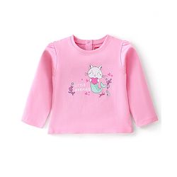 Babyhug 100% Cotton Knit Full Sleeves Top With Marine Life Graphics - Pink