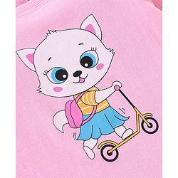 Babyhug 100% Cotton Knit Full Sleeves Top With Kitty Graphics - Pink