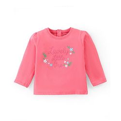 Babyhug 100% Cotton Full Sleeves T-Shirt With Floral Graphics- Pink