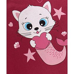 Babyhug Cotton Knit Full Sleeves T-Shirt with Kitty Graphics Print - Maroon