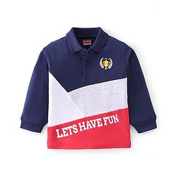 Babyhug 100% Cotton Knit Full Sleeves Polo T-Shirt with Trophy Graphics - Multicolor