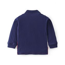 Babyhug 100% Cotton Knit Full Sleeves Polo T-Shirt with Trophy Graphics - Multicolor