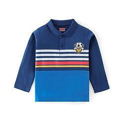 Babyhug Cotton Knit Full Sleeves Striped T-Shirt - Navy Blue