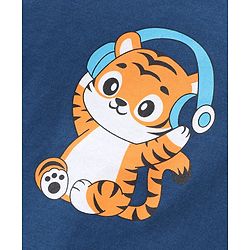 Babyhug 100% Cotton Knit Full Sleeves T-Shirt With Tiger Print - Navy Blue
