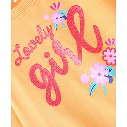 Babyhug 100% Cotton Full Sleeves Sweatshirt with Text & Floral Graphics Print - Yellow