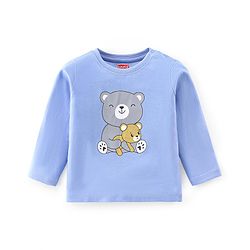 Babyhug 100% Cotton Knit Full Sleeves T-Shirt With Teddy Print - Purple