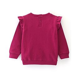 Babyhug 100% Cotton Knit Full Frill Sleeves Sweatshirt with Christmas Themed Graphics - Maroon