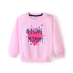 Babyhug 100% Cotton Knit Full Sleeves Sweatshirt With Text Print - Pink
