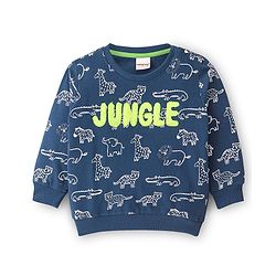 Babyhug Cotton Full Sleeves Sweatshirt Lion Graphic Print - Navy Blue