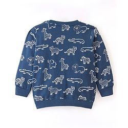 Babyhug Cotton Full Sleeves Sweatshirt Lion Graphic Print - Navy Blue