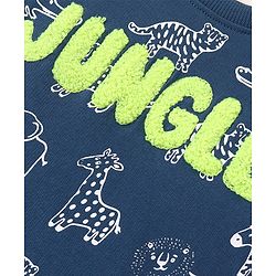 Babyhug Cotton Full Sleeves Sweatshirt Lion Graphic Print - Navy Blue