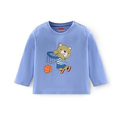 Babyhug Cotton Knit Full Sleeves T-Shirt with Teddy Print - Purple
