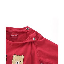 Babyhug 100% Cotton Knit Full Sleeves T-Shirt Bear Print - Red
