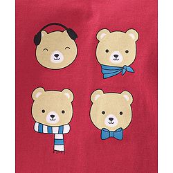 Babyhug 100% Cotton Knit Full Sleeves T-Shirt Bear Print - Red