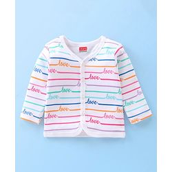 Babyhug 100% Cotton Knit Full Sleeves Heart Print Front Open Vest Pack of 3 - Multicolour