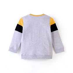 Babyhug 100% Cotton Knit Full Sleeves T-Shirt With Panda Graphics -Grey & Yellow