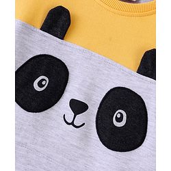 Babyhug 100% Cotton Knit Full Sleeves T-Shirt With Panda Graphics -Grey & Yellow
