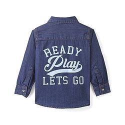 Babyhug Denim Full Sleeves Regular Collar Two Pocket Shirt - Blue