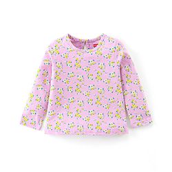 Babyhug Cotton Knit Full Sleeves Fawn & Floral Print T-Shirts Pack of 3 - Pink Purple & Yellow