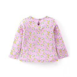 Babyhug Cotton Knit Full Sleeves Fawn & Floral Print T-Shirts Pack of 3 - Pink Purple & Yellow