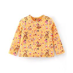 Babyhug Cotton Knit Full Sleeves Fawn & Floral Print T-Shirts Pack of 3 - Pink Purple & Yellow