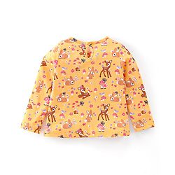 Babyhug Cotton Knit Full Sleeves Fawn & Floral Print T-Shirts Pack of 3 - Pink Purple & Yellow