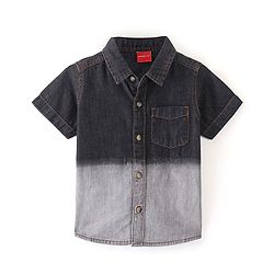 Babyhug 100% Cotton Woven Half Sleeves Solid Color Shirt - Black & Grey