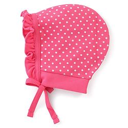 Babyhug 100% Cotton Caps With Foral & Polka Dots Print Pack Of 2 - Pink