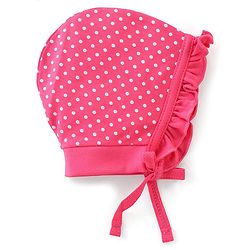 Babyhug 100% Cotton Caps With Foral & Polka Dots Print Pack Of 2 - Pink