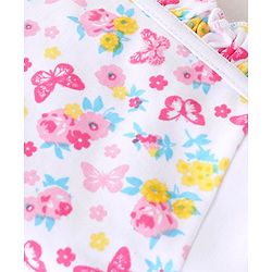 Babyhug 100% Cotton Caps Printed Pack of 2 Pink & White - Diameter 16 cm