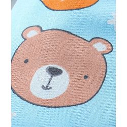 Babyhug Cotton Knit Interlock Full Sleeves Footed Sleep Suit With Wild Animals Print - Blue