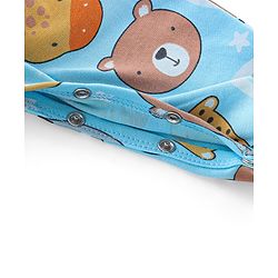 Babyhug Cotton Knit Interlock Full Sleeves Footed Sleep Suit With Wild Animals Print - Blue