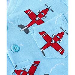Babyhug Cotton Knit Full Sleeves T-Shirt with Airplane Print - Blue