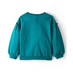 Babyhug Full Sleeves Top with Butterfly Applique with Studs & Lounge Pant - Ocean Green