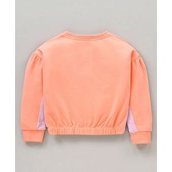 Babyhug 100% Cotton Terry Knit Full Sleeves Top and Lounge Pant Set Be Unique Print - Orange & Lilac