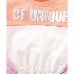 Babyhug 100% Cotton Terry Knit Full Sleeves Top and Lounge Pant Set Be Unique Print - Orange & Lilac