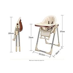 Babyhug Multifunctional Portable High Chair with 5 Level Height Adjustment -Beige| Compact Fold| Removable Wheels with Lock| Removable Double Food Tray| Cushion Seat